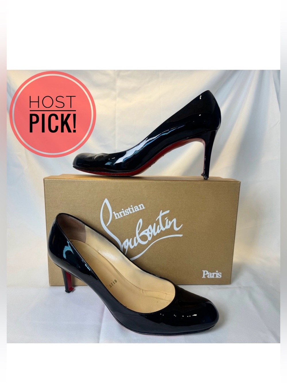 Christian Louboutin Simple Pump 70 Black Patent Calf Leather Pumps Red Bottoms